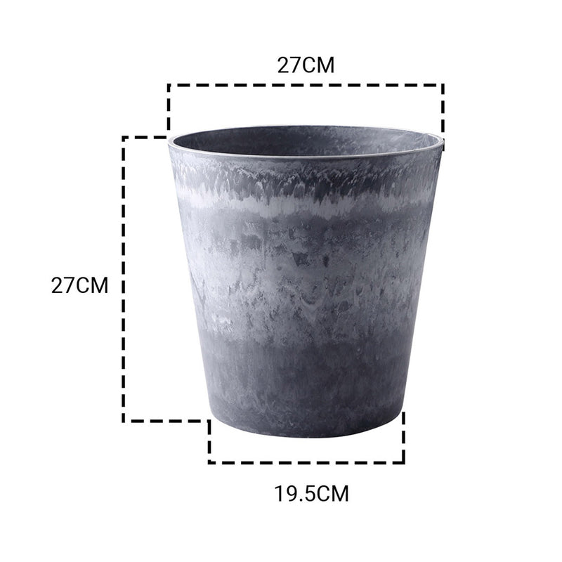 27cm Resin Tapered Planter Weathered Grey Concrete Look Indoor Office