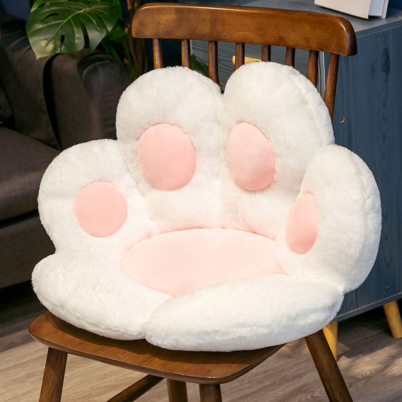 2X 70cm White Paw Shape Plush Cotton Back Support Decorative Cushion