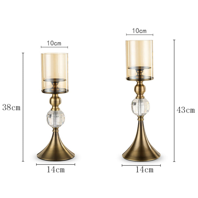 Glass And Metal Candle Holders Set Of 2 43cm 38cm 14cm Width