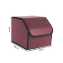 Leather Car Boot Organizer Small Red Foldable Portable Storage Box 30x30x30cm