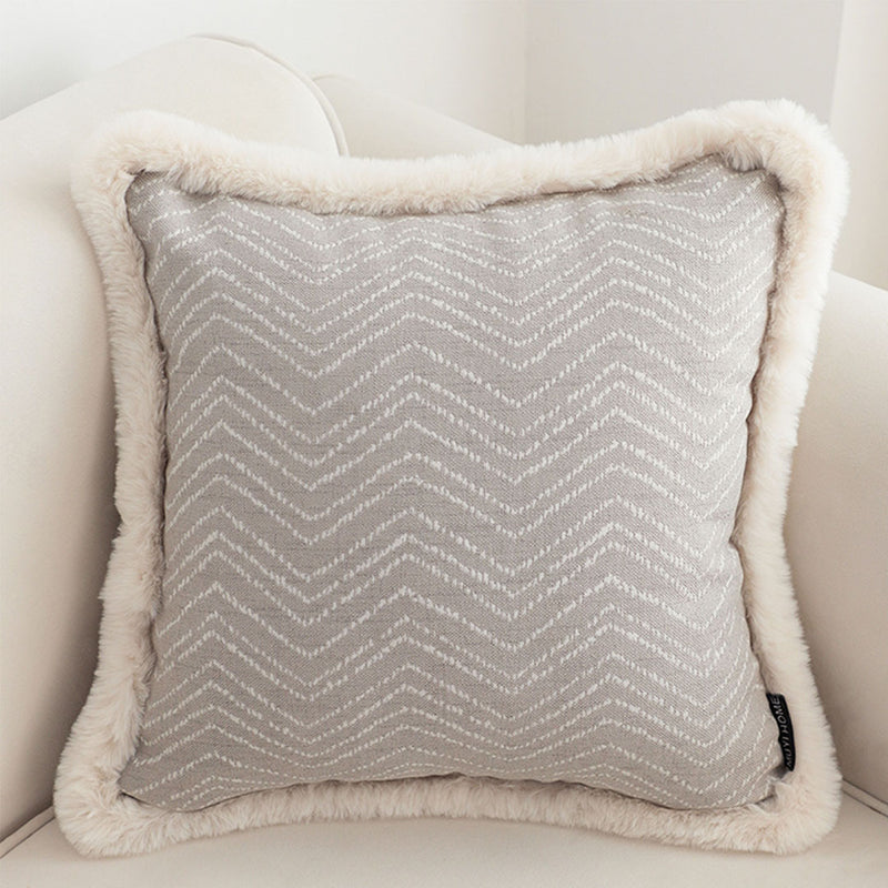 Wabi-sabi Velvet Square Throw Pillow 45cm Soft Cream Plush Sofa Cushion