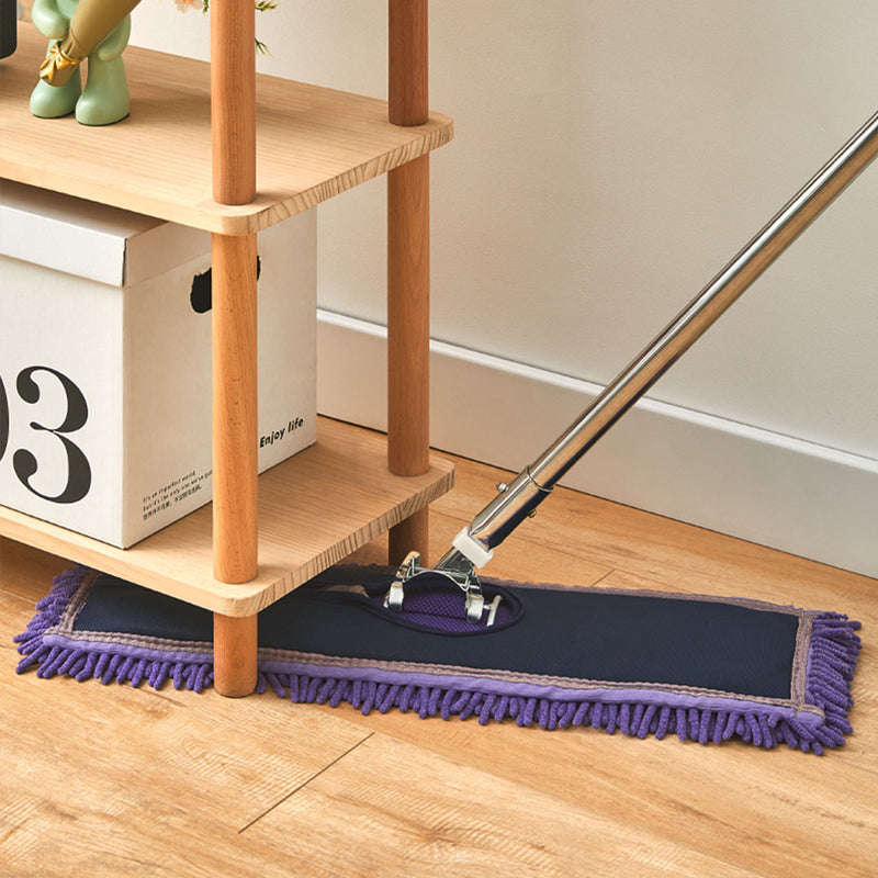 90cm Purple Microfiber Flat Mop Stainless Steel Handle PVC Grip Dust Removal