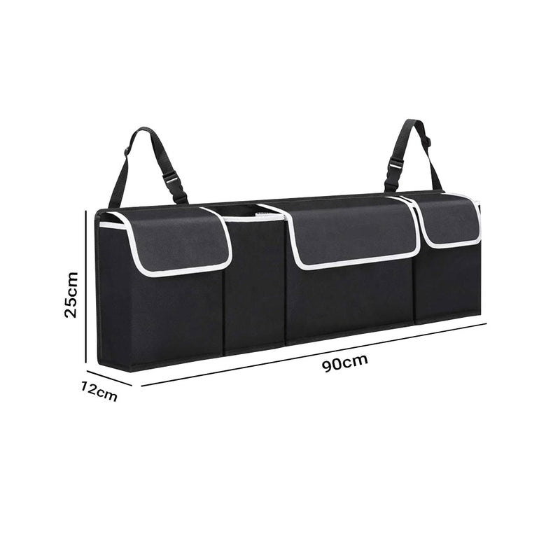 2X Oxford Cloth Car Trunk Organizer Multi-Purpose Storage Box Black 90X25X12cm
