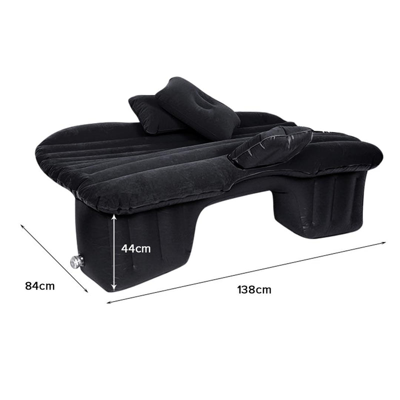 Inflatable Car Mattress Air Bed 138x84x44Cm Portable Pump Pillows Black