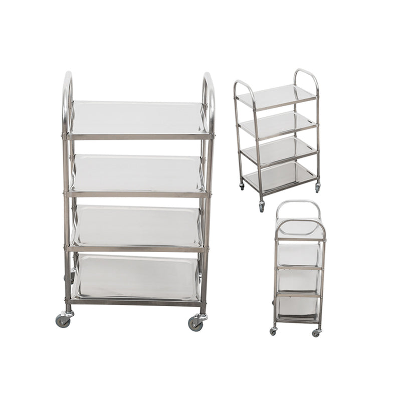2X 4 Tier Stainless Steel Kitchen Food Cart 860x540x1170 2 Inch Rubber Wheels