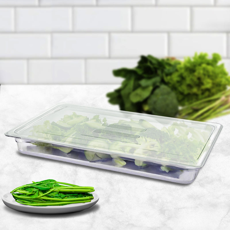 Gastronorm GN 1/1 Clear Food Tray Set of 2 Polycarbonate Lid Storage Pan