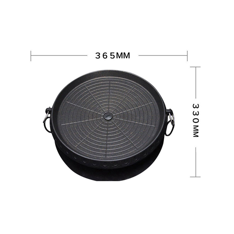 2X Stone Coated Round Grill Plate Non Stick PFOA Free Portable Korean Barbecue
