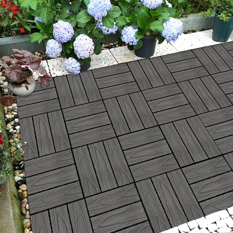 2X 11 Pcs Wood Plastic Composite Decking Tiles 30x30x2.2cm Dark Grey
