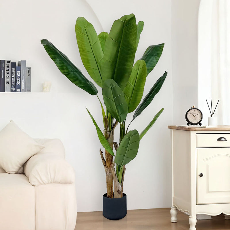 Artificial Banana Plant Bird Of Paradise Tree 190cm Green 3 Branches Polyurethane