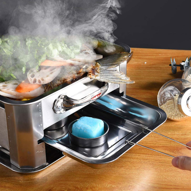 4X 36cm Portable Stainless Steel Fish Grill Chafing Dish Outdoor Camping