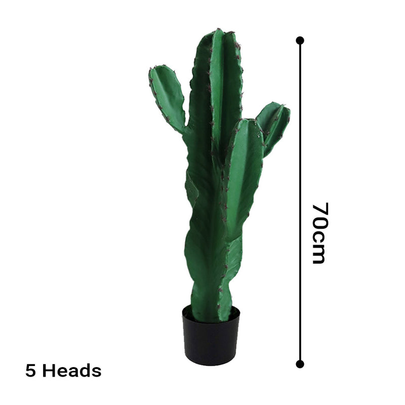 2X 70cm Artificial Indoor Green Cactus Plant 5 Heads Polyurethane Realistic Decor