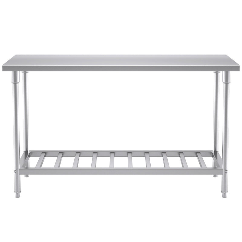 Commercial Stainless Steel Prep Work Bench Adjustable Shelf 150x70x85cm