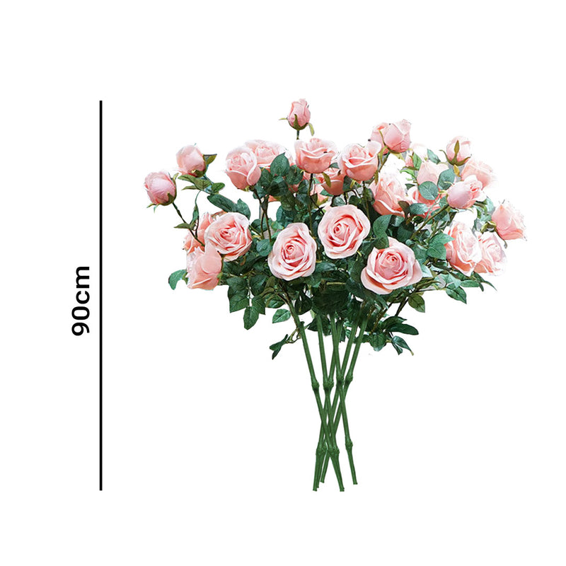8 Bunch 5 Heads Artificial Silk Rose 90cm Light Pink Bridal Bouquet Centerpiece