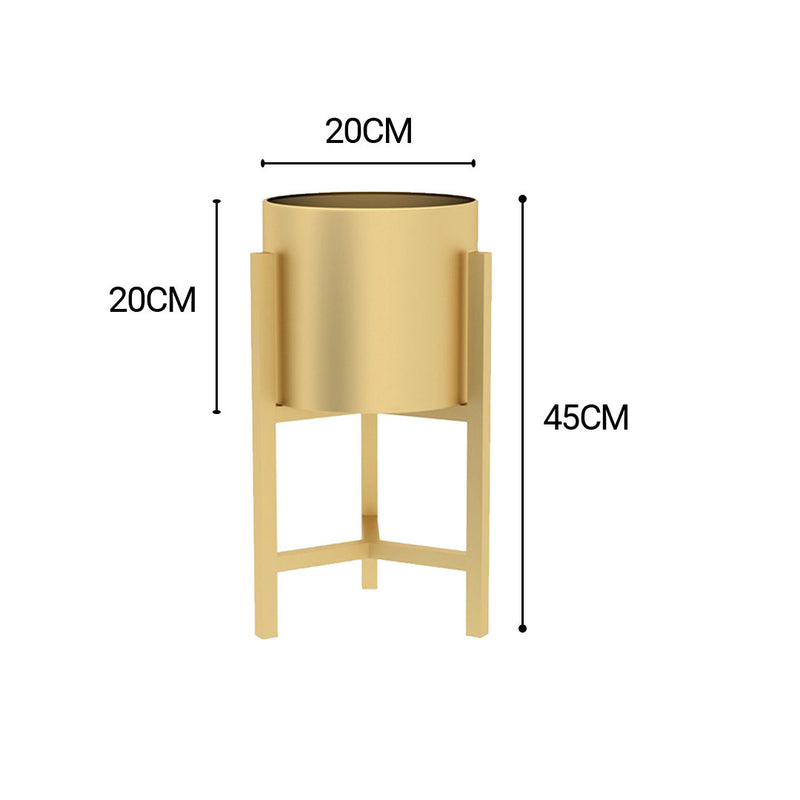 4X Gold Metal Plant Stand Enamel Pot 45cm Tall Corner Display