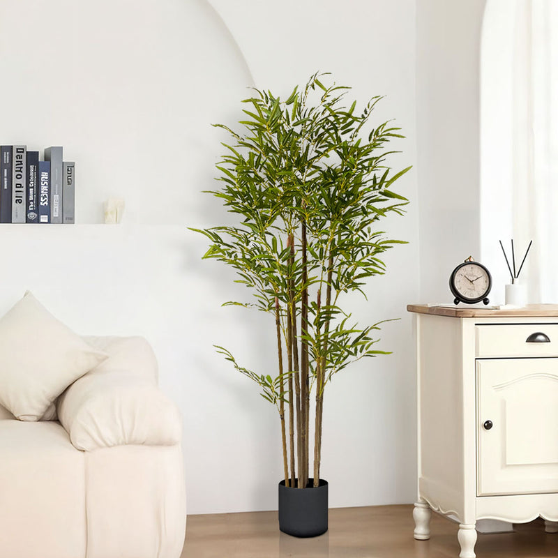 2X 120cm Artificial Bamboo Plant Polyurethane Polyethylene 7 Branches Green