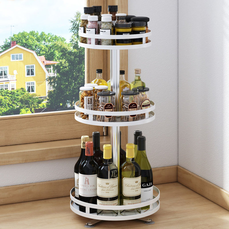 2X 3 Tier White Carbon Steel Rotating Round Kitchen Spice Rack Countertop