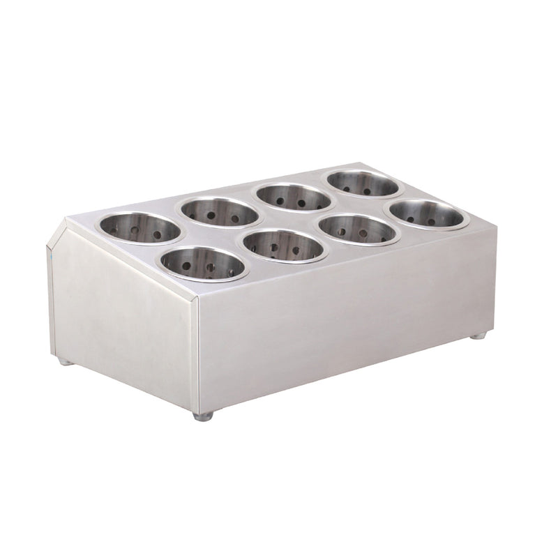 18/10 Stainless Steel Rectangular Cutlery Holder 505x305x200mm 8 Holes