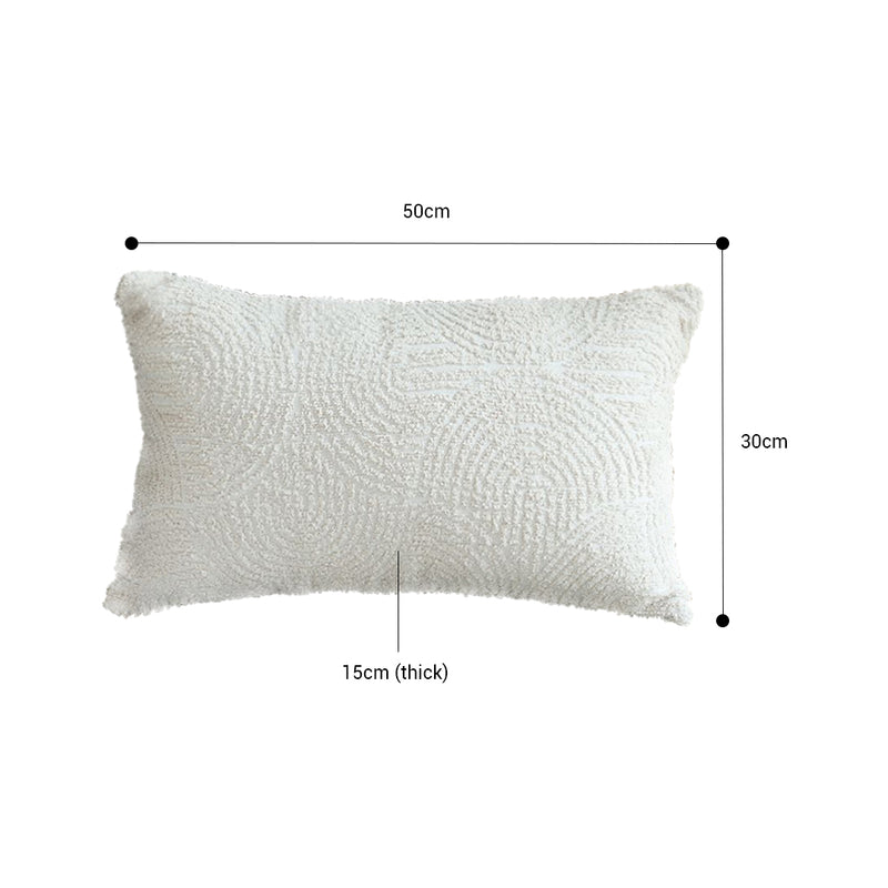Velvet Lumbar Pillow 30x50 Cm 15 Cm Thick Plush Off White Decorative Cushion