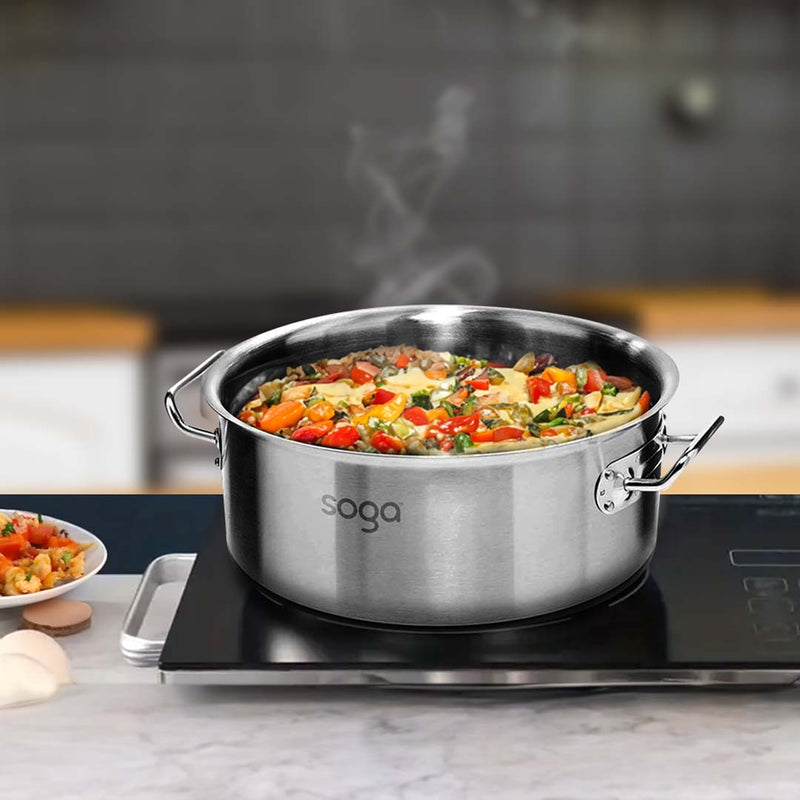 113L Stainless Steel Stockpot Thick Bottom Commercial Grade High Volume Cooking