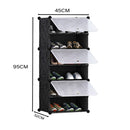 6 Tier Shoe Rack Organizer Stackable Storage Black Translucent Cover