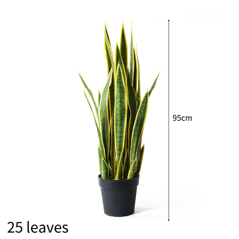 4X 95cm Realistic Artificial Tiger Piran Plant With 25 Leaves Yellow Edge