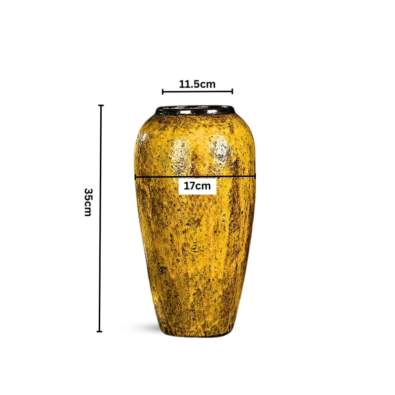 35x17cm Large Ceramic Flower Vase Yellow Elegant Modern Living Room Decor