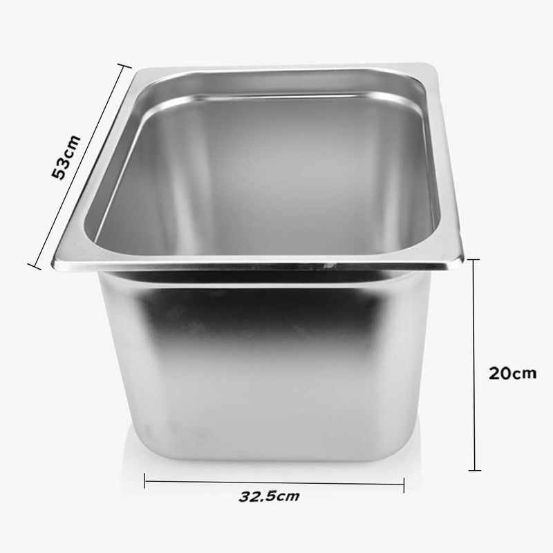 Gastronorm Full Size 1/1 Stainless Steel Pan 53x32.5x20cm With Lid