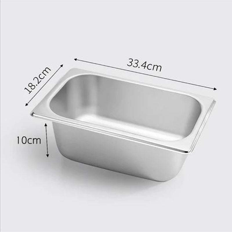 1/3 GN Stainless Steel Pan 33.4x18.2x10Cm Deep Stackable Reinforced Edges