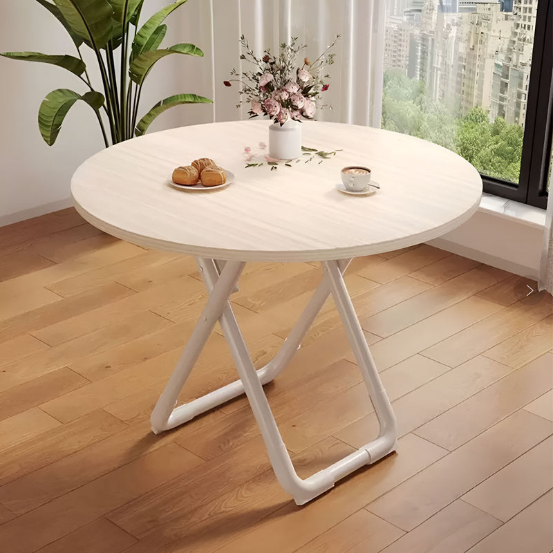 2X 80cm Light Wood Round Table White Legs Minimalist Multipurpose