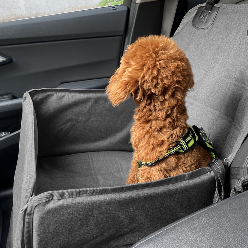 Grey Polyester Car Pet Sitting Bag Portable Breathable Safety Travel Carrier