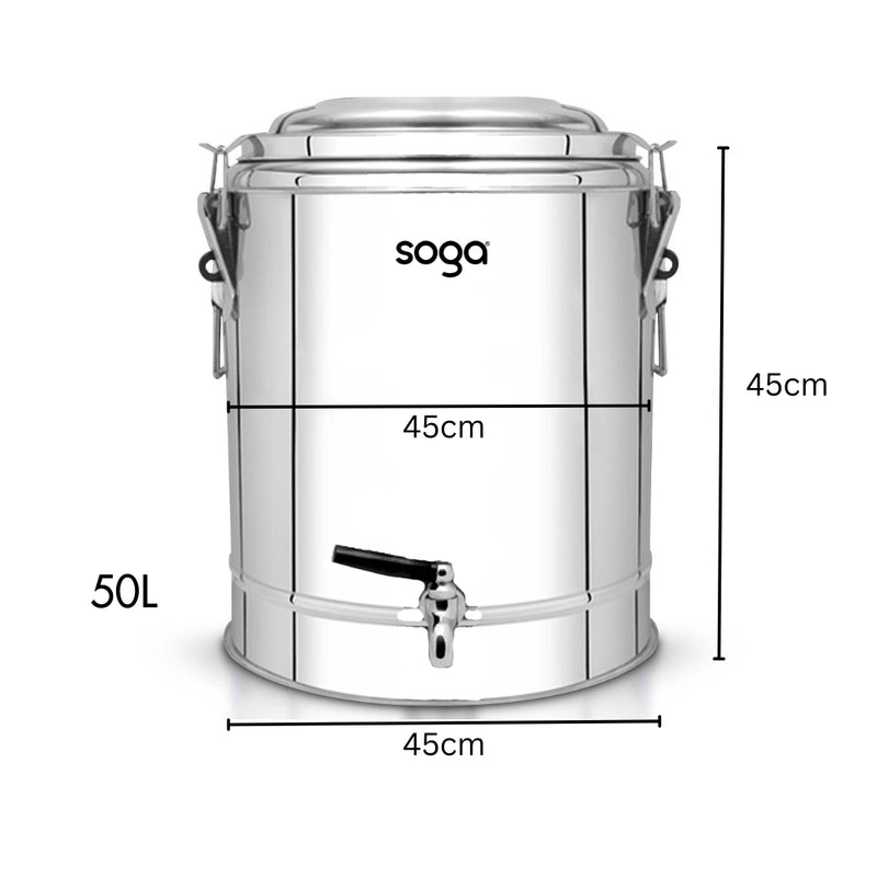 50L Stainless Steel Insulated Stock Pot for Hot Cold Beverages Events Home