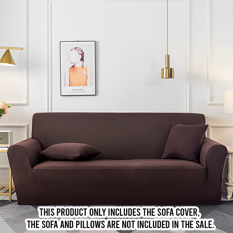 2 Seater Sofa Cover Polyester Stretch Fit 145 To 185 Cm Coffee