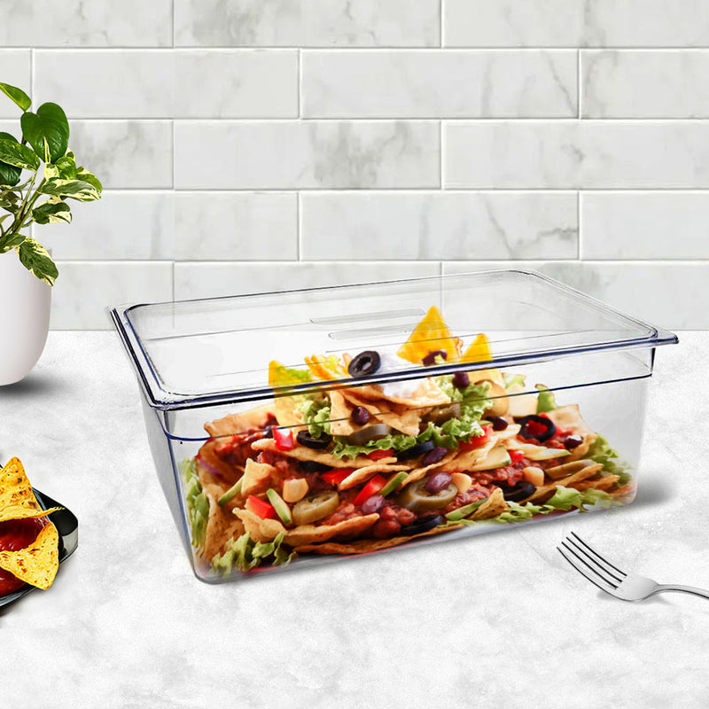 200mm Clear Gastronorm GN Pan Set of 6 Polycarbonate Food Tray With Lids