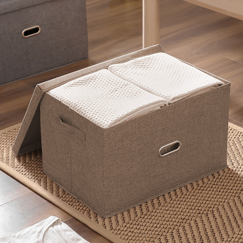 Large Foldable Canvas Storage Box Cube Organizer Durable Coffee Brown 44x29x30cm