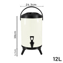 12L Stainless Steel Insulated Beverage Dispenser with Faucet Hot Cold White