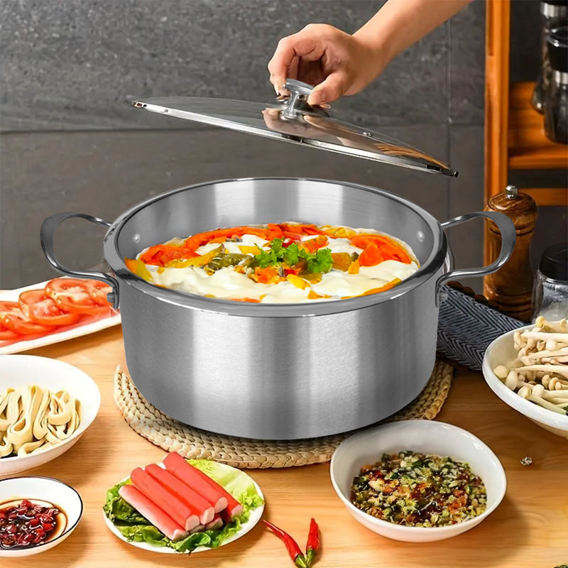 Stainless Steel Casserole With Lid 28cm 32cm Induction Cookware 2X Set