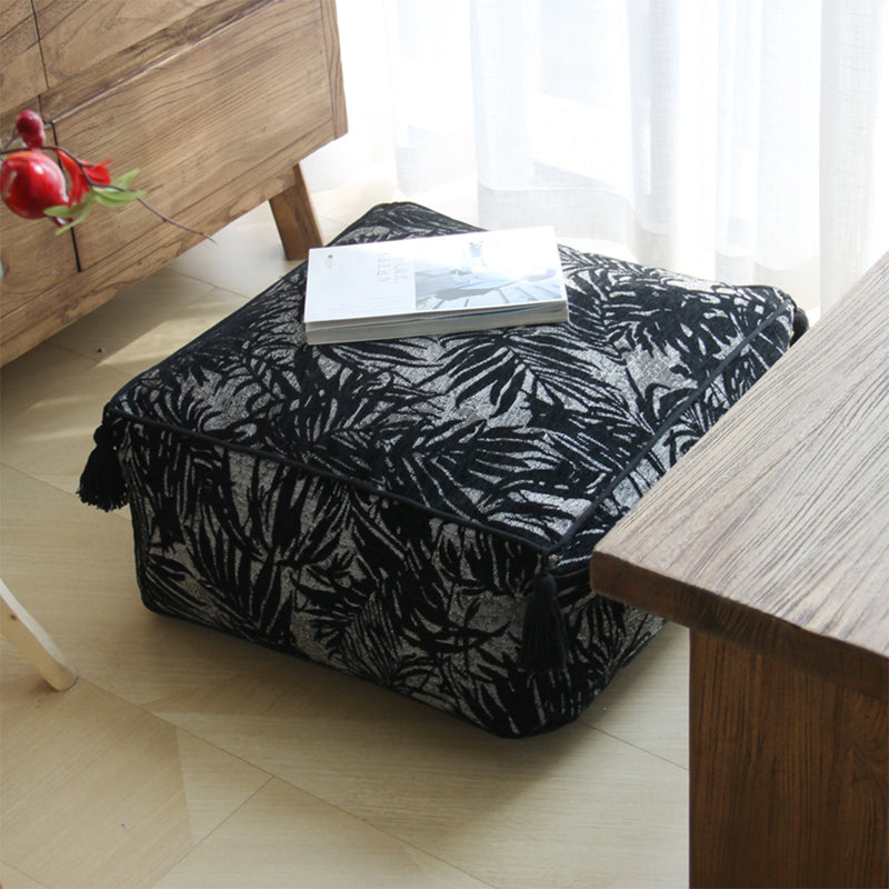 50cm Polyester Fiber Pouffe Cushion Expanded Polypropylene Insert Black