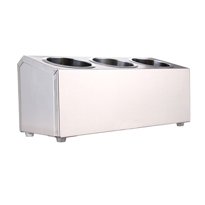 2X 18/10 Stainless Steel Cutlery Holder 3 Holes Rectangular 385X150X180mm