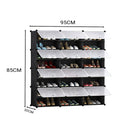 8 Tier 3 Column Shoe Rack Organizer Stackable Storage Cabinet Black Cover