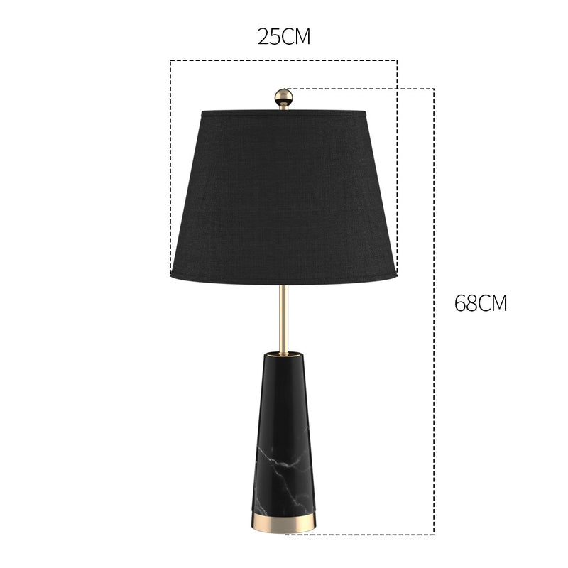 4X 68cm Black Marble Bedside Table Lamp Drum Shade Cone Base