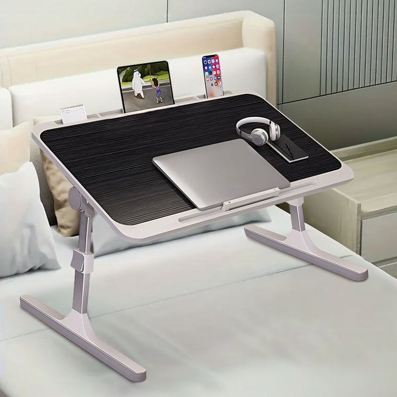 2X Adjustable Black Laptop Bed Table Portable Foldable Small 70X45cm