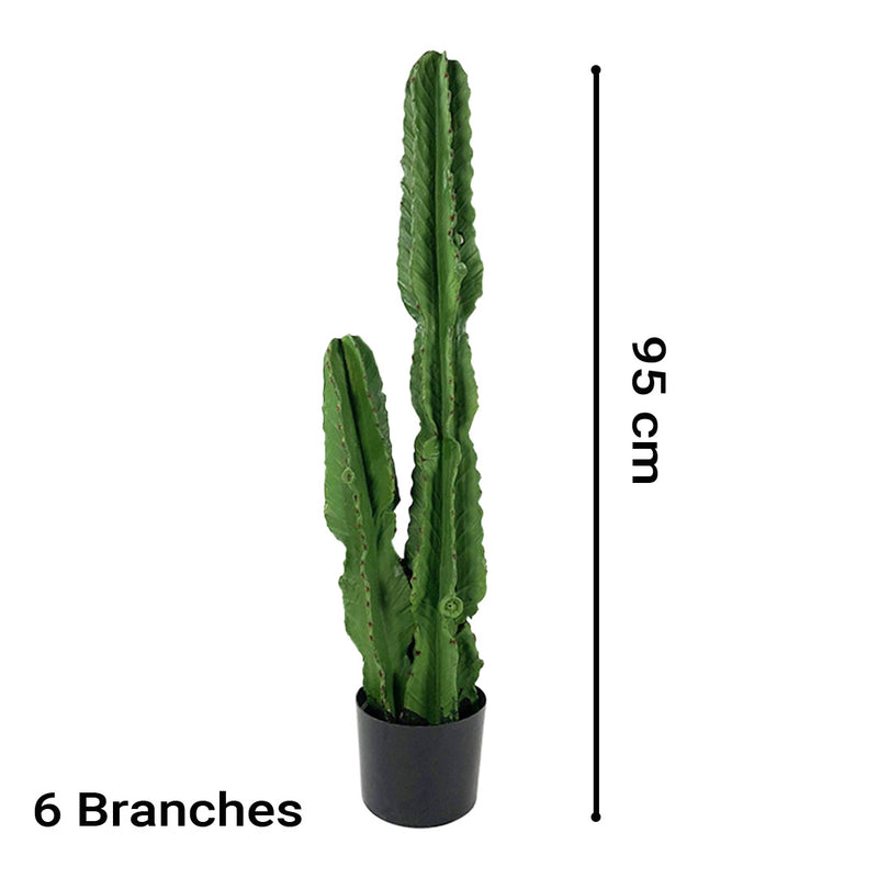 Artificial Potted Cactus Tree Polyurethane 95cm Green Indoor Realistic 2 Heads
