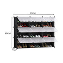 6 Tier 3 Column Shoe Rack Organizer Stackable Black Plastic With Cover