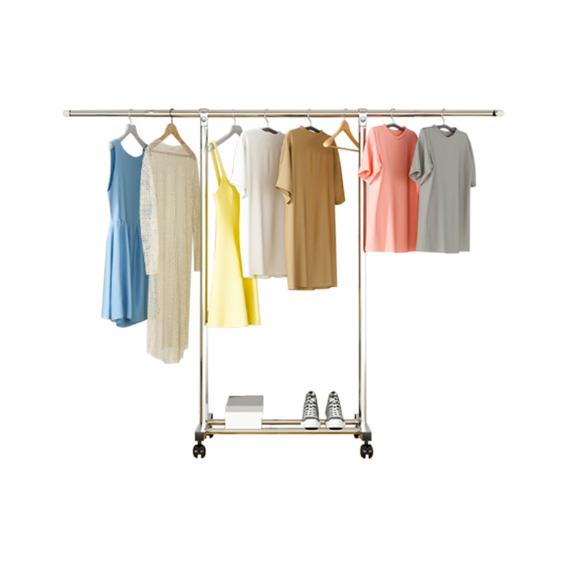 2X Stainless Steel Floor Standing Clothes Rack 180cm Extendable Wheels Shelf