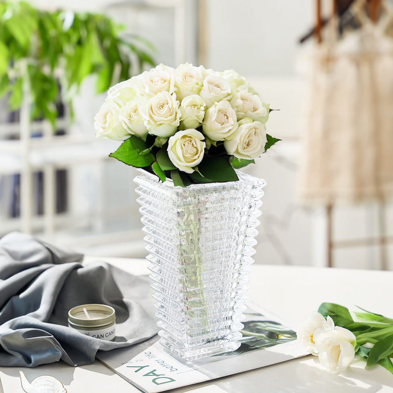 Handcrafted Clear Glass Vase 22.5cm Tall Slim Classic