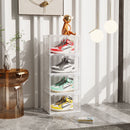4 Tier Transparent Portable Shoe Organizer Stackable Plastic Box Magnetic Door