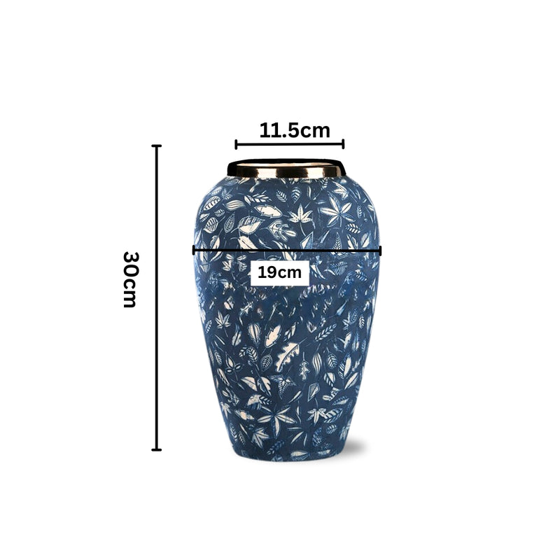 Medium Blue Ceramic Flower Vase 30x19cm Elegant Home Decor Display