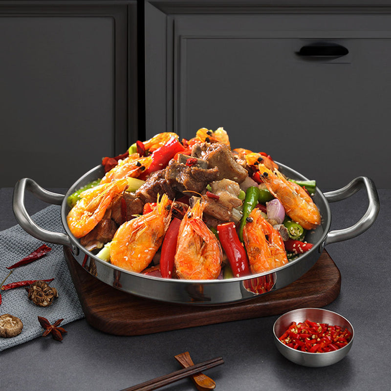 26cm Dry Pot 201 Stainless Steel Silver Even Heat Distribution Ergonomic Handles