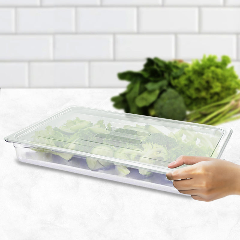65mm Clear Gastronorm Food Tray Storage Pan With Lid Polycarbonate 1/1 Size