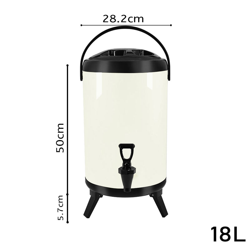 18L Stainless Steel Insulated Beverage Dispenser With Faucet Hot And Cold White